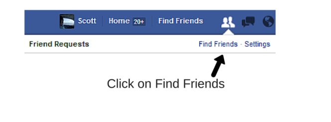  How to view or cancel a Friends Request on Facebook. Step 2 Click on Find Friends