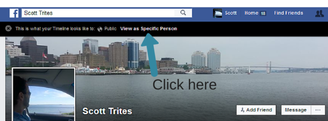 How to use the View As feature in Facebook. Step 2 click on View as Specific Person